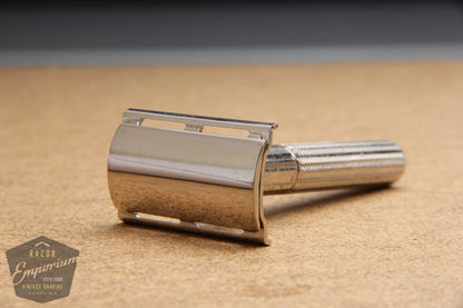 Gillette 1940's Fat Handle Tech 3 Piece Safety Razor - Nickel REVAMPED