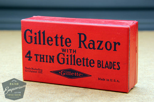 Gillette 1940's Fat Handle Tech Safety Razor in Red Box - NOS