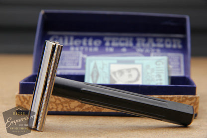 Gillette 1932 Bakelite Tech Razor in Brown Box - Made in Canada