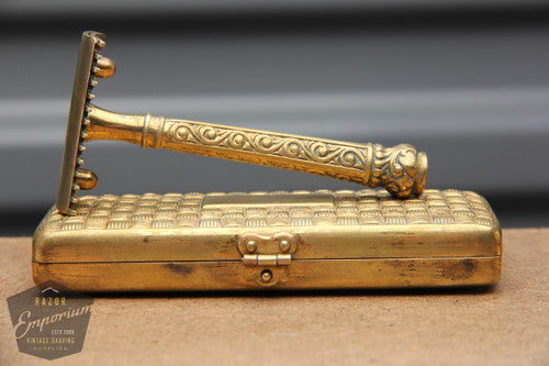 Gillette 1909 Gold ABC Pocket Edition - Old Type Open Comb DE Razor Set