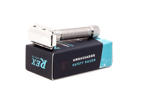 Rex Supply Co. Ambassador Adjustable Stainless Steel DE Razor With Rex Supply Co Stand | Used