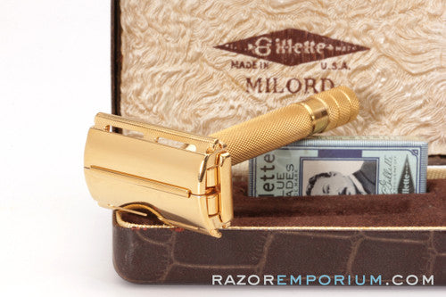 1940's Gillette Milord DE Safety Razor Set 24K Gold Revamp