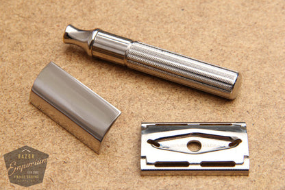 Gillette 1940's Fat Handle Tech 3 Piece Safety Razor - Nickel REVAMPED