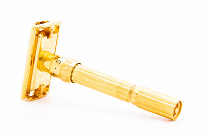 1964 J2 Gillette Slim Aristocrat Adjustable DE Safety Razor | 24K Gold Revamp