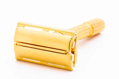 1964 J2 Gillette Slim Aristocrat Adjustable DE Safety Razor | 24K Gold Revamp