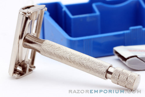 1950's Gillette English Parat Razor with Blue Plastic Case and Blades - Made in England