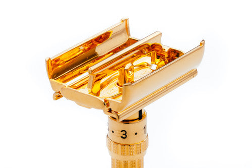 1964 Gillette Slim Aristocrat Adjustable D E Safety Razor 24K Gold Revamp