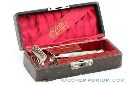 1906-1910's Gem Junior Bar Single Edge Safety Razor w/ Gem Junior Elite Case