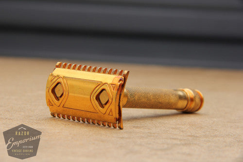 Gillette 1930's Goodwill Era Gold DE Safety Razor