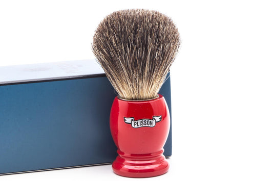 Plisson 1808 | Ferrari Red Russian Gray Essentials Badger Shaving Brush