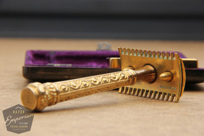 Gillette 1910's Gold Empire Set - Old Type Open Comb DE Razor Set