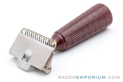 1940's Gem Junior Maroon Fat Handle Single Edge Safety Razor