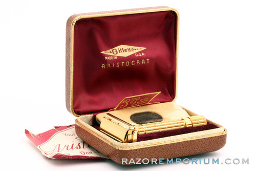 1946-47 Gillette Aristocrat Double Edge Safety Razor Set - Mint