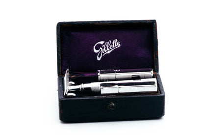 1906 Gillette Single Ring DE Safety Razor Set | Rhodium Revamp