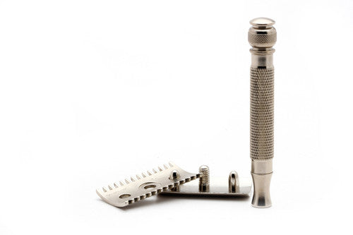 Gillette Ball End Replica Handle - Universally Threaded Billet Brass Factory Nickel