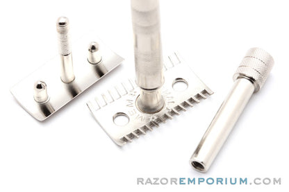 1920's MEM German Open Comb "Old Type Style" Safety Razor | Factory Nickel Revamp