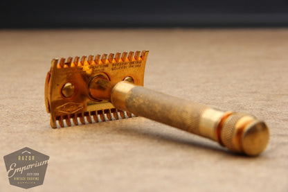 Gillette 1930's Goodwill Era Gold DE Safety Razor