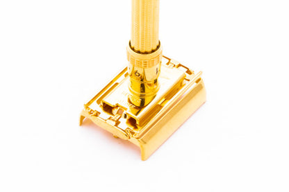 1964 J2 Gillette Slim Aristocrat Adjustable DE Safety Razor | 24K Gold Revamp