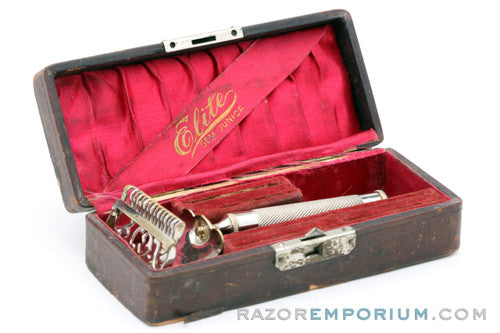 1906-1910's Gem Junior Bar Single Edge Safety Razor w/ Gem Junior Elite Case