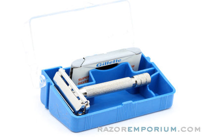 1950's Gillette English Parat Razor with Blue Plastic Case and Blades - Made in England