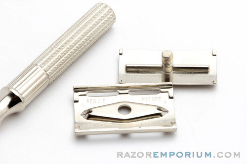 1955 Gillette Fat Handle Tech 3 Piece Double Edge Safety Razor Revamp Nickel