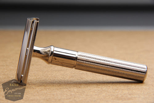 Gillette 1940's Fat Handle Tech 3 Piece Safety Razor - Nickel REVAMPED