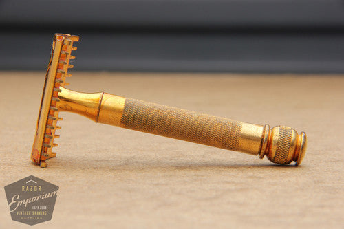 Gillette 1930's Goodwill Era Gold DE Safety Razor