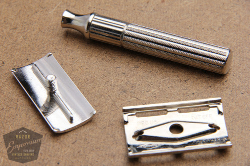 Gillette 1940's Fat Handle Tech 3 Piece Safety Razor ~~ Nickel REVAMPED