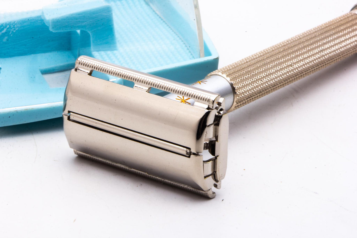 1966 L1 Gillette Champagne Star Lady Gillette DE Safety Razor & Case | Original Condition