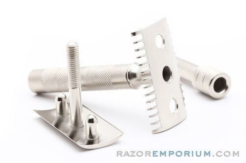 1920's MEM German Open Comb "Old Type Style" Safety Razor | Factory Nickel Revamp