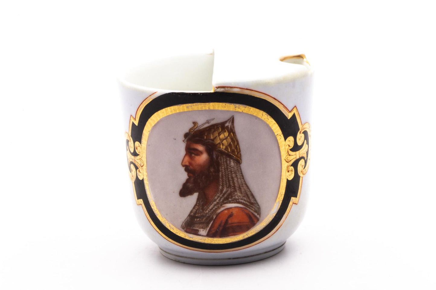 Vintage Hand Painted Mustache Saver "King" Cup