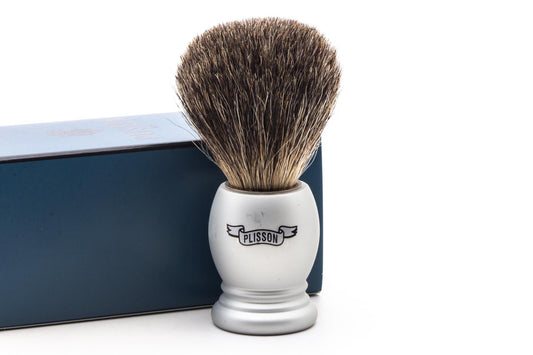 Plisson 1808 | Arctic Gray Essential Russian Gray Badger Shaving Brush