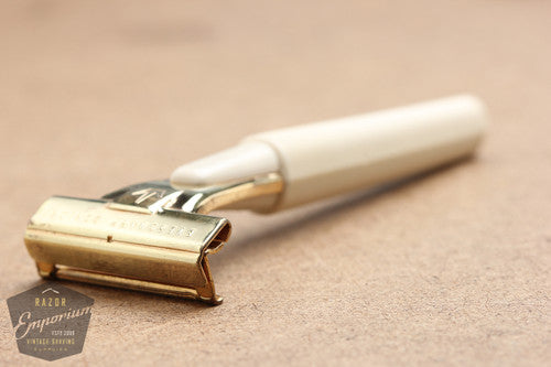 Schick 1960's Gold Injector Safety Razor - Cream Handle