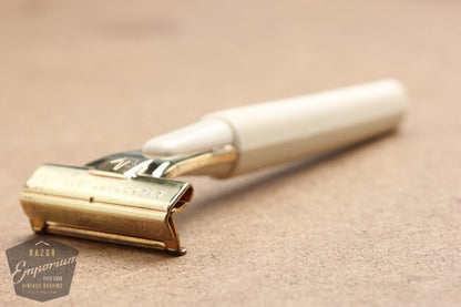 Schick 1960's Gold Injector Safety Razor - Cream Handle