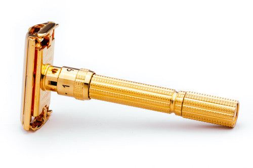 1964 Gillette Slim Aristocrat Adjustable D E Safety Razor 24K Gold Revamp