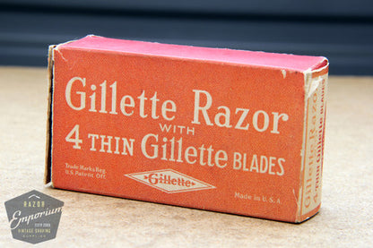 Gillette 1940's Fat Handle Tech Safety Razor in Red Box - NOS