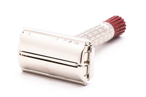 1955 A2 Gillette Heavy Red Tip  Super Speed Safety Razor | Factory Nickel Revamp