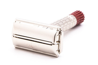 1955 A2 Gillette Heavy Red Tip  Super Speed Safety Razor | Factory Nickel Revamp