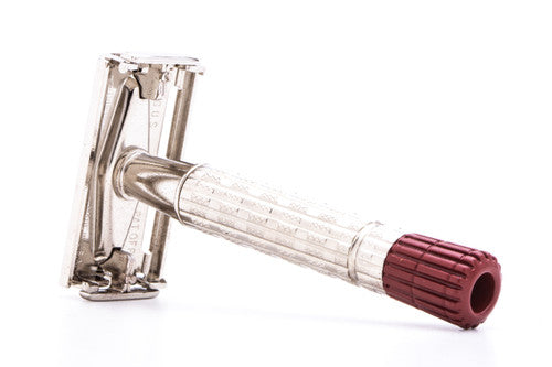 1955 A2 Gillette Heavy Red Tip  Super Speed Safety Razor | Factory Nickel Revamp