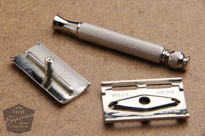 Gillette 1930's Ball End Tech DE Safety Razor - Nickel REVAMPED