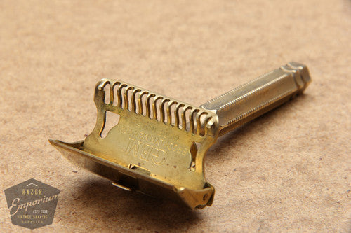 Gem 1912 // Gold Lined Handle Style Single Edge Safety Razor