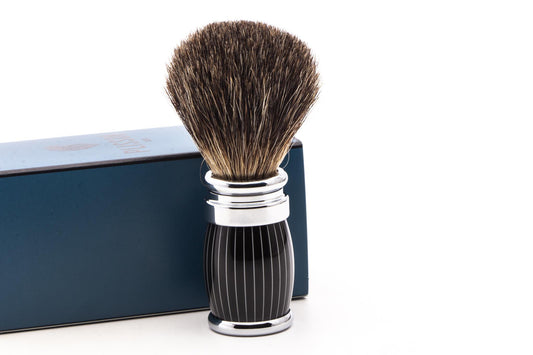 Plisson 1808 | Retro Lacquered and Chrome Finished Russian Gray Badger Shaving Brush