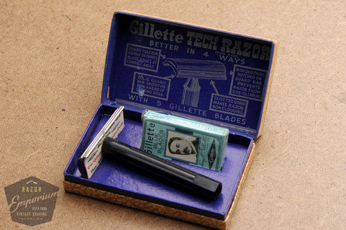 Gillette 1930's Bakelite Tech Razor in Original Brown Box - Made in Canada