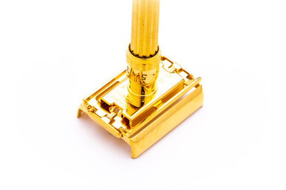 1965 K2 Gillette Slim Aristocrat Adjustable DE Safety Razor | 24K Gold Revamp