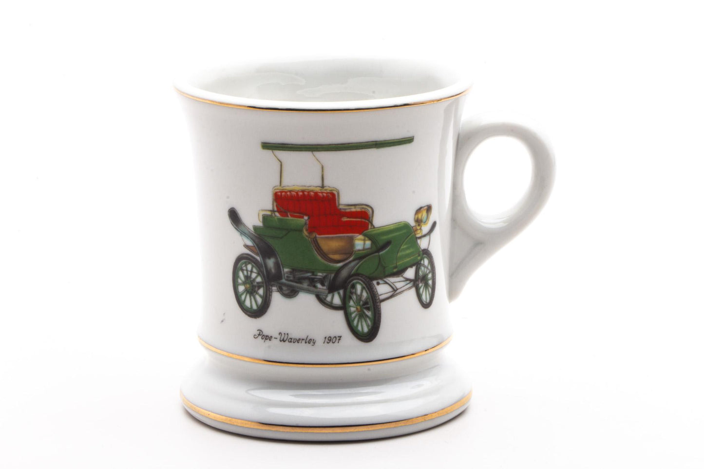 Vintage Hand Painted Mustache Saver "Pope-Waverley Buggie" Mug