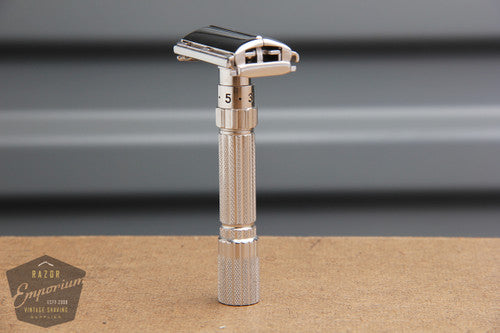 Gillette 1959 Fatboy Adjustable TTO Safety Razor  **  Rhodium REVAMPED