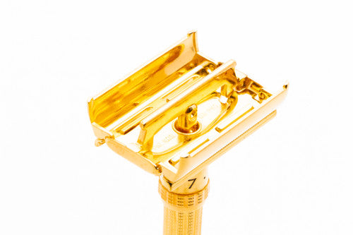 1964 J2 Gillette Slim Aristocrat Adjustable DE Safety Razor | 24K Gold Revamp