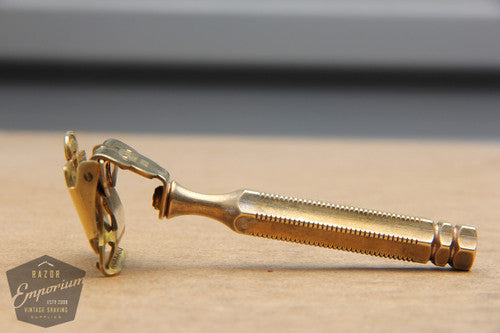 Gem 1912 // Gold Lined Handle Style Single Edge Safety Razor