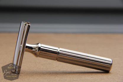 Gillette 1940's Fat Handle Tech 3 Piece Safety Razor ~~ Nickel REVAMPED