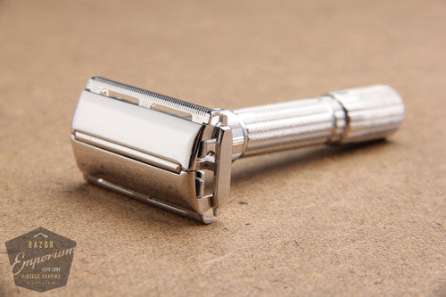 Gillette 1959 Fatboy Adjustable TTO Safety Razor  **  Rhodium REVAMPED